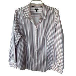 Talbots Women’s pink striped Buttondown shirt size 18